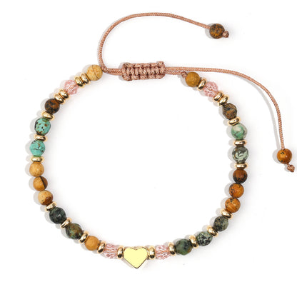 Hand-woven natural stone cross bracelet