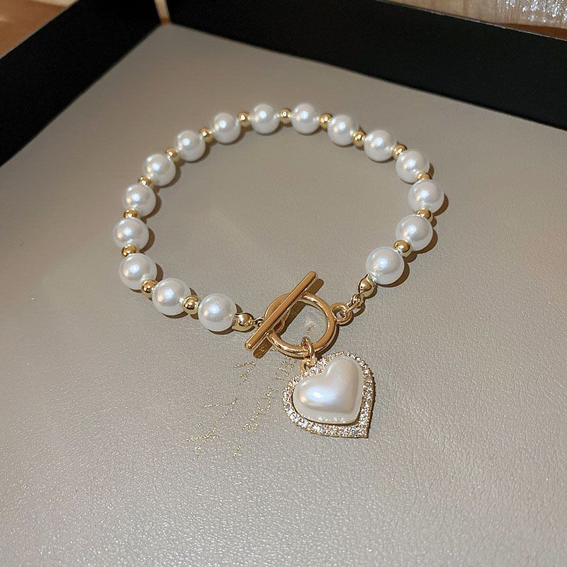 Irregular silver bean pearl ins bracelet