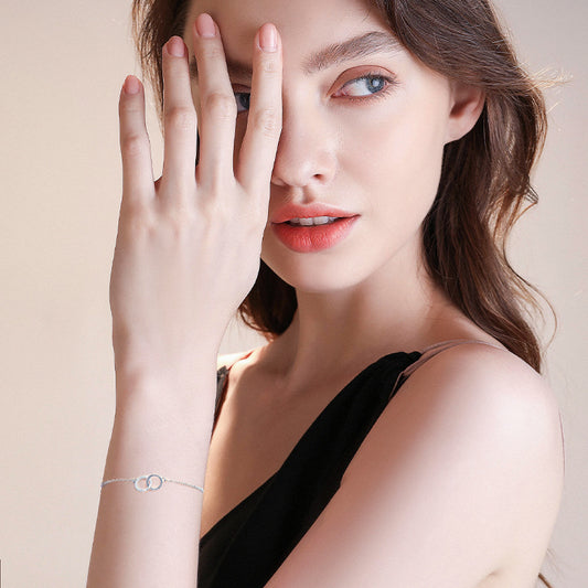 Mobius strip bracelet with double rings, S925 silver
