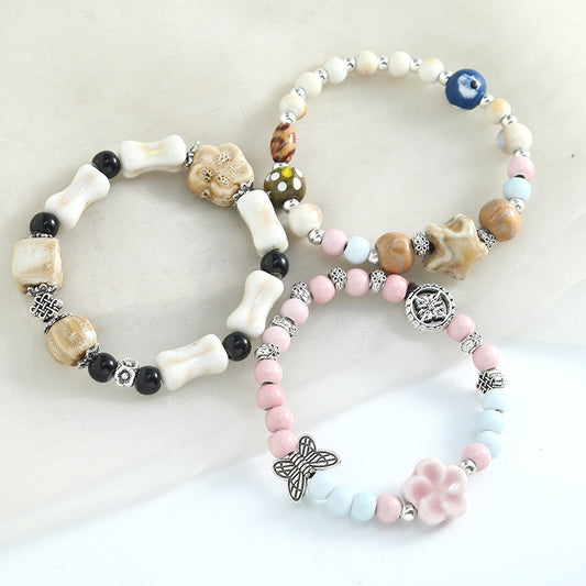 Large bead ceramic bracelet