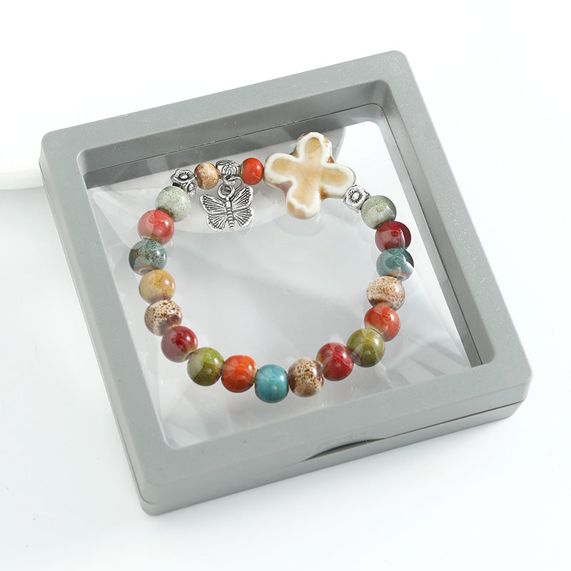 Ethnic-style ceramic beaded bracelet, artistic