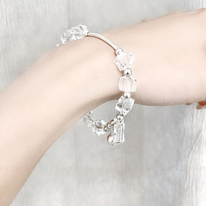 Transparent crystal beaded bracelet