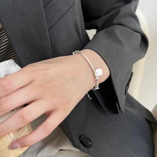 Broken silver bracelet for women, 925 sterling silver