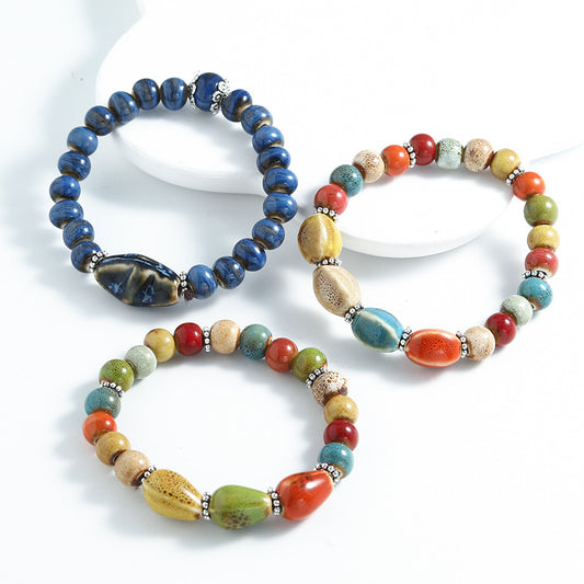 Ethnic-style ceramic beaded bracelet, artistic