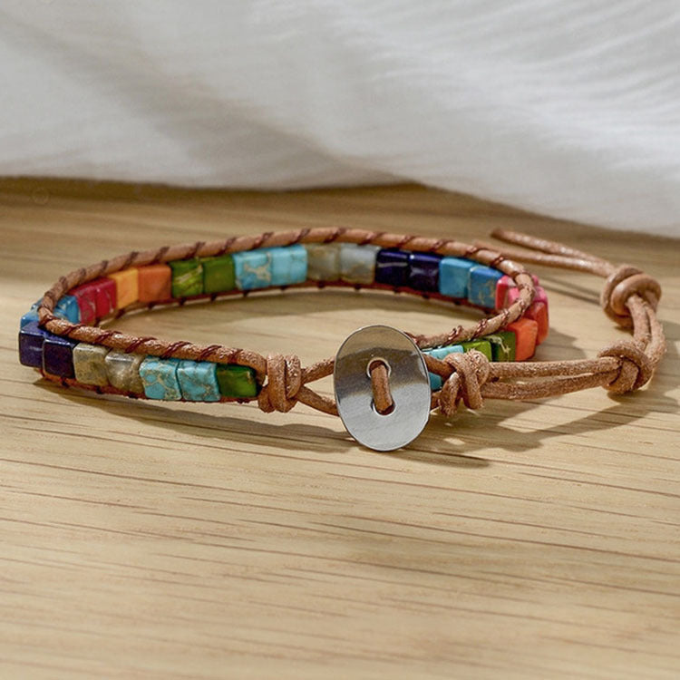 Hand-wound woven leather rope bracelet
