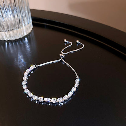 Zircon glass bead square heart adjustable bracelet