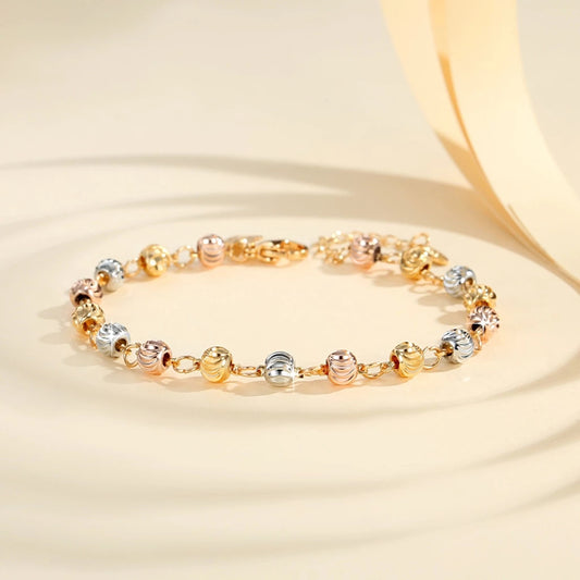 Copper gold-plated beaded bracelet with curved knife beads