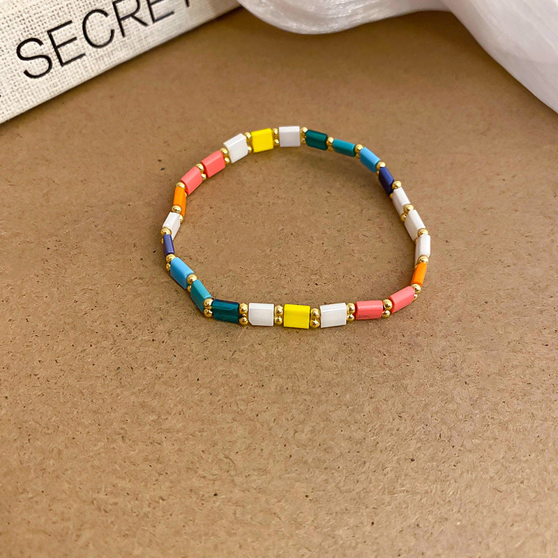 Dopamine Star Oil Drop Rice Bead beaded bracelet