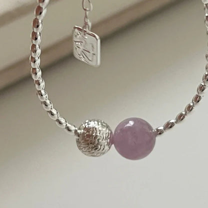 925 sterling silver rice bead amethyst bracelet