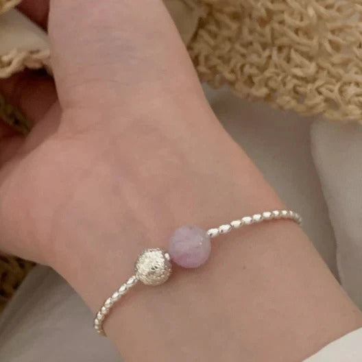 925 sterling silver rice bead amethyst bracelet